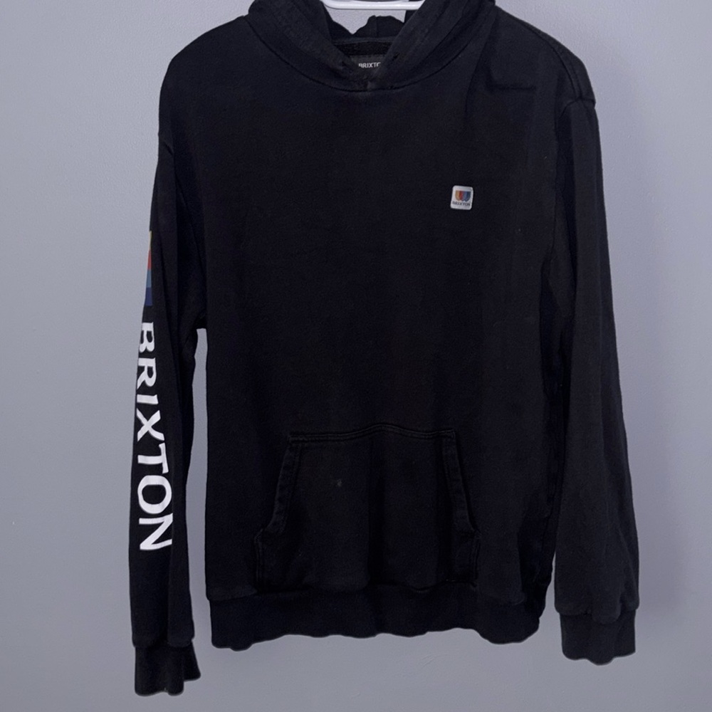 Brixton Men’s Black Hoodie Label Down Sleeve Size Large